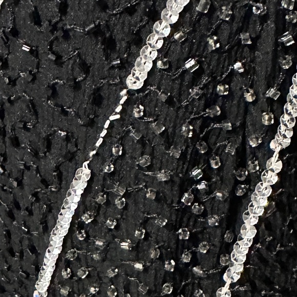 Vintage FRENCH COLLEZIONI silver sequin black silk gown, heavily beaded. - Picture 11 of 12